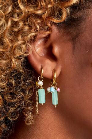 Boucles d'oreilles chaîne colorée Vert & Or Acier inoxydable h5 Image3